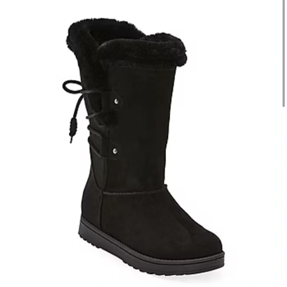 Arizona Jean Co Womens Shawner Flat Heel Winter Boots. Size 9. Color: Black